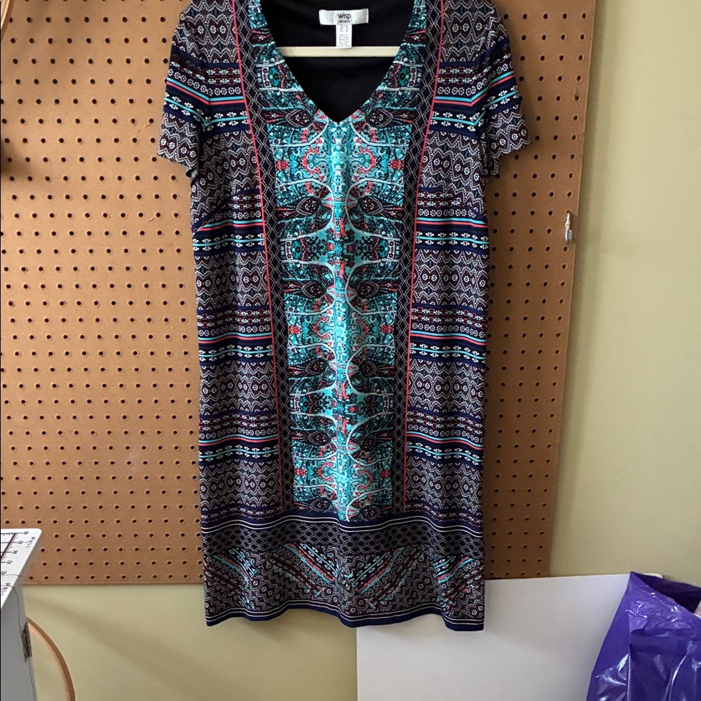 Wisp Black Dress with Teal Accents